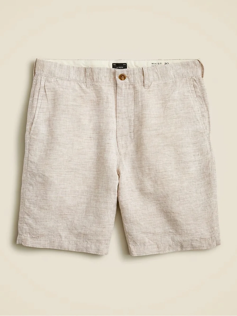 J. Crew Men's 100% Linen Light Beige Flat Front Shorts